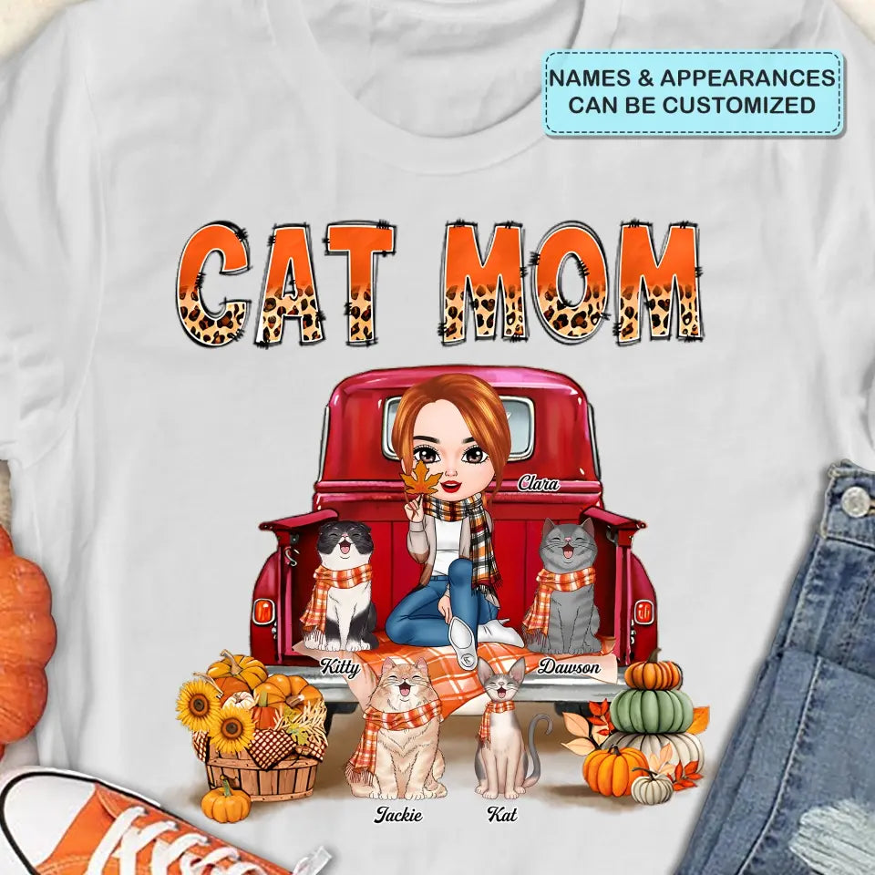 Cat Mom - Personalized Custom T-shirt - Fall Gift For Cat Lover, Cat Mom