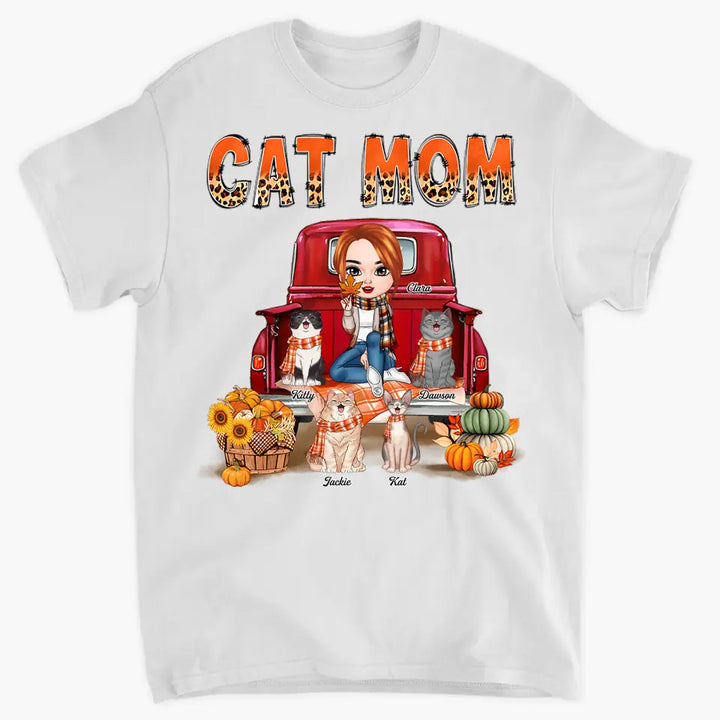 Cat Mom - Personalized Custom T-shirt - Fall Gift For Cat Lover, Cat Mom