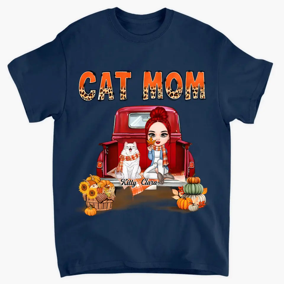 Cat Mom - Personalized Custom T-shirt - Fall Gift For Cat Lover, Cat Mom