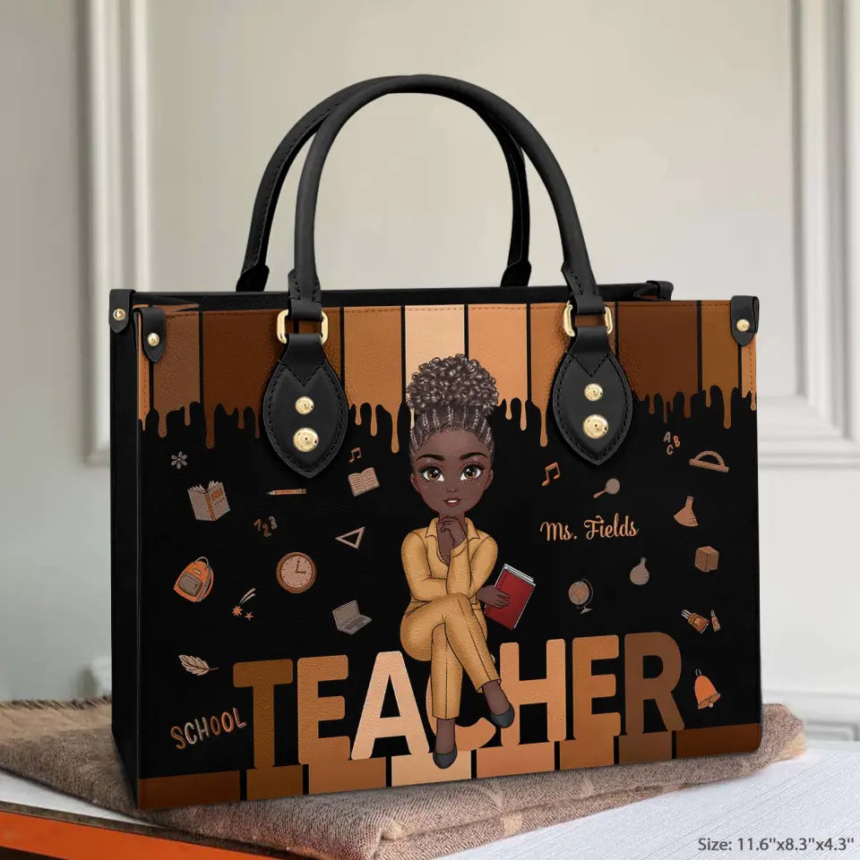 Love Teacher Life - Personalized Custom Leather Bag - Teacher's Day, Appreciation Gift For Teacher