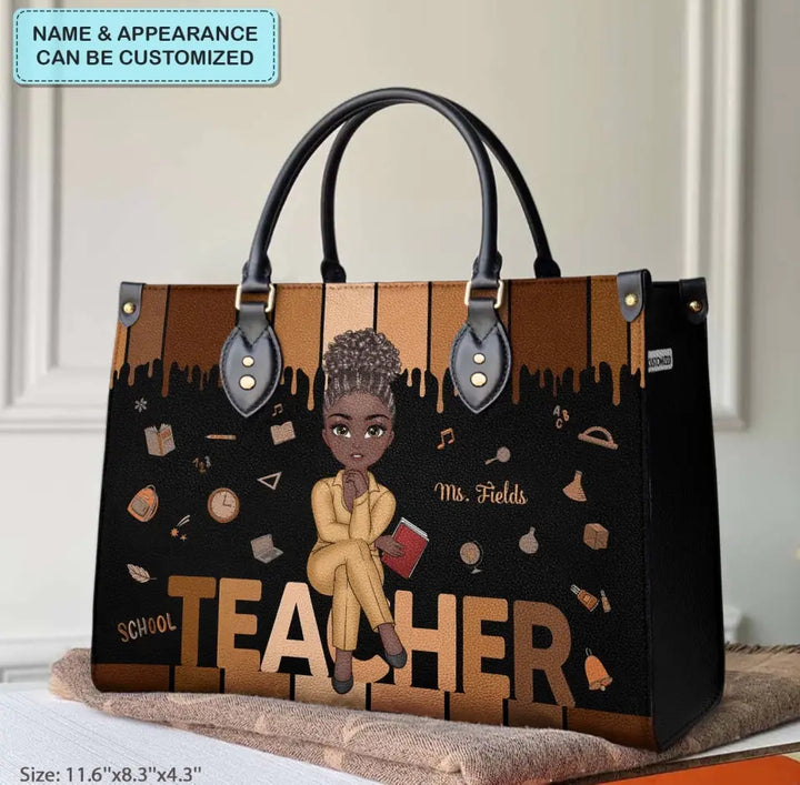 Love Teacher Life - Personalized Custom Leather Bag - Teacher's Day, Appreciation Gift For Teacher