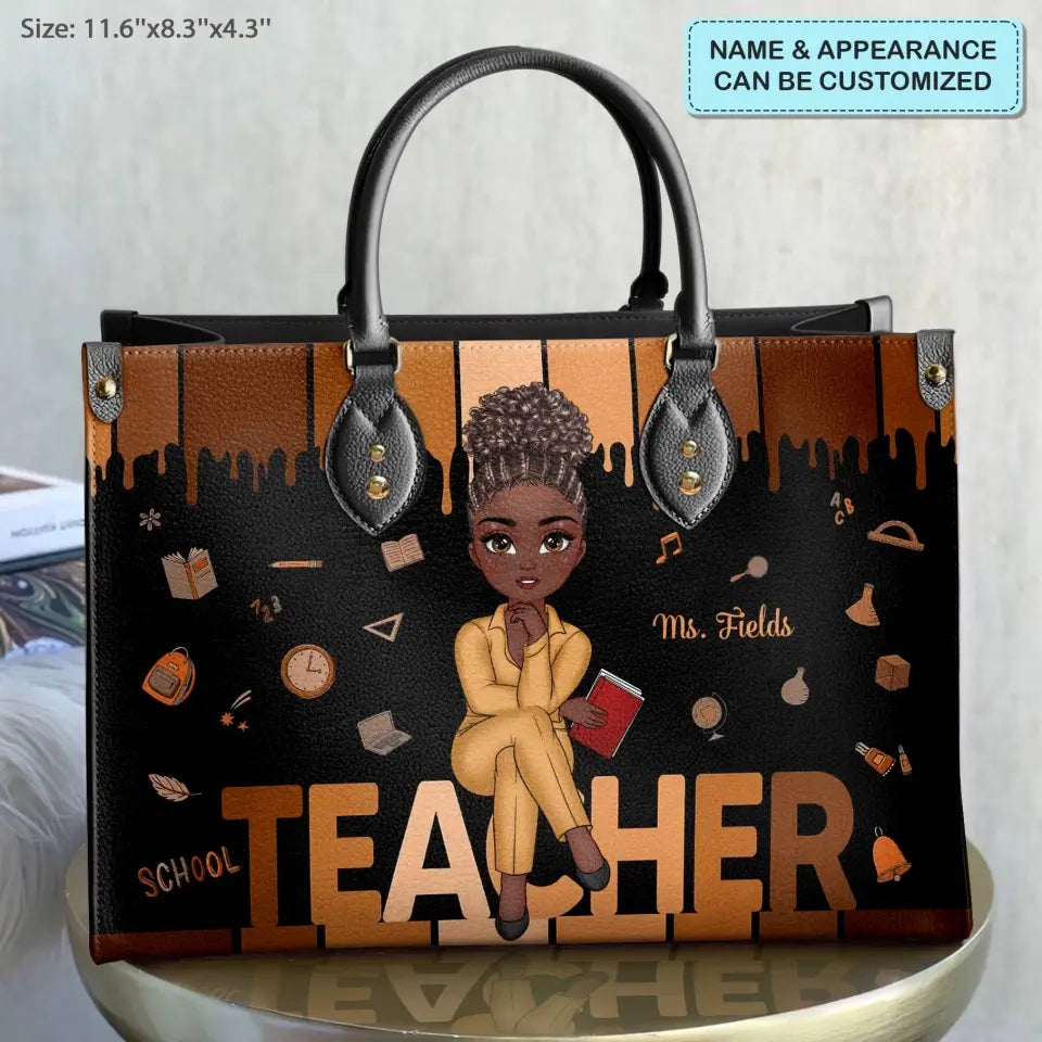 Love Teacher Life - Personalized Custom Leather Bag - Teacher's Day, Appreciation Gift For Teacher