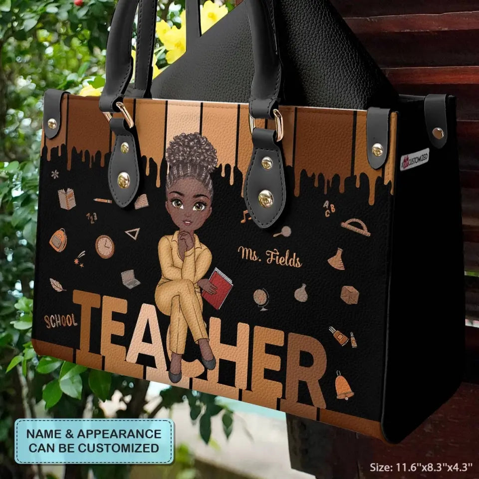 Love Teacher Life - Personalized Custom Leather Bag - Teacher's Day, Appreciation Gift For Teacher