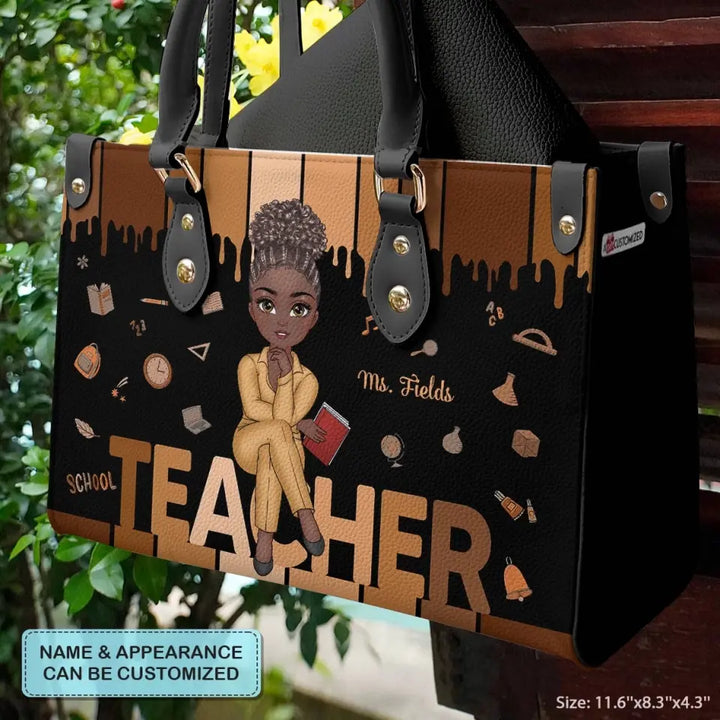 Love Teacher Life - Personalized Custom Leather Bag - Teacher's Day, Appreciation Gift For Teacher