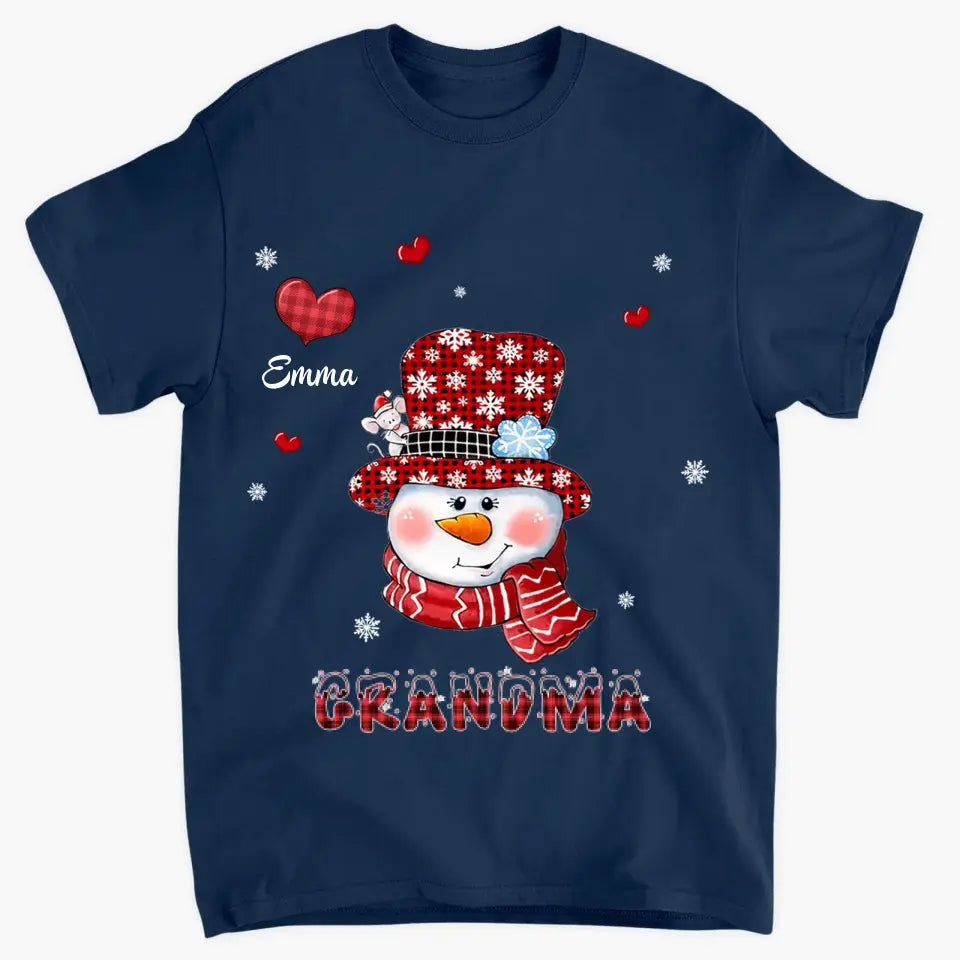Grandma Hearts Christmas - Personalized Custom T-shirt - Christmas, Mother's Day Gift For Grandma, Mom, Family Members