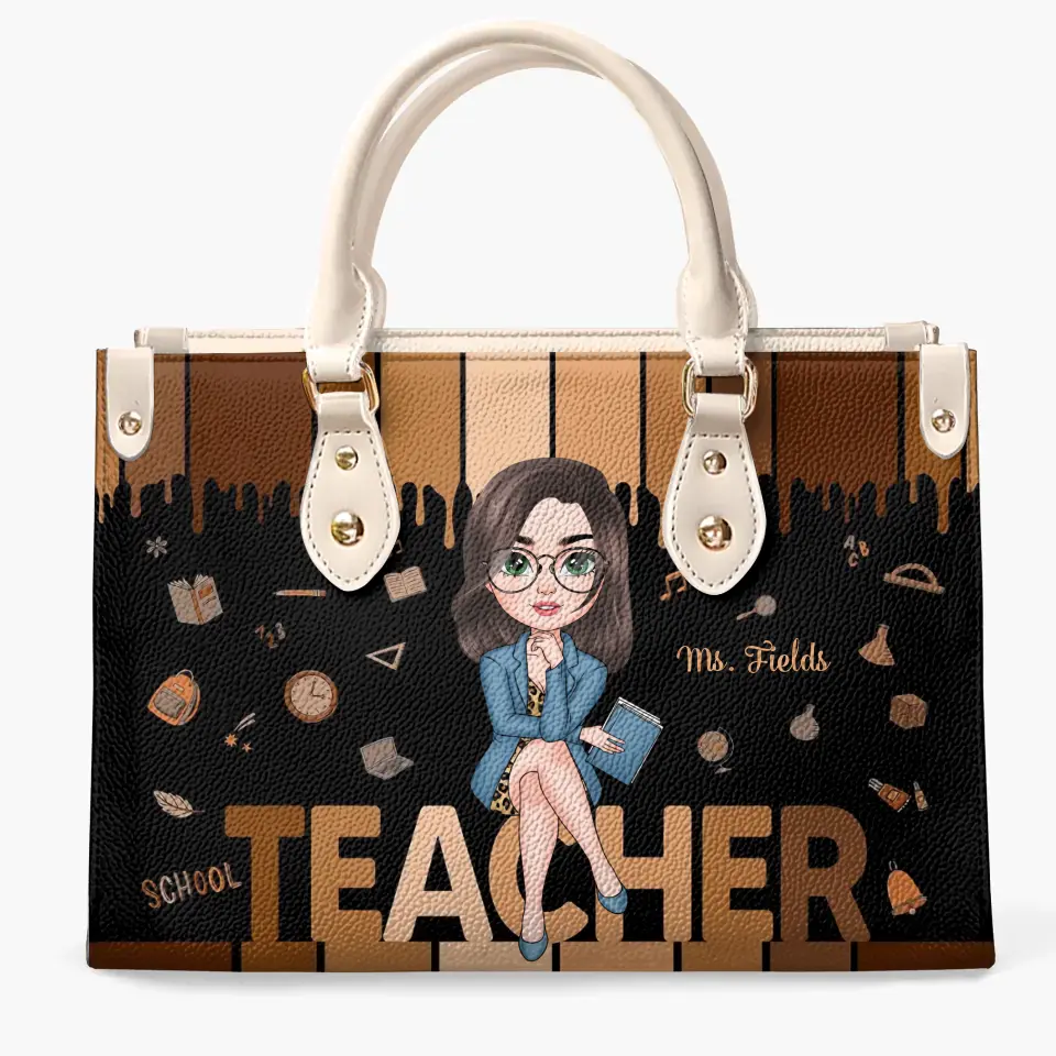 Love Teacher Life - Personalized Custom Leather Bag - Teacher's Day, Appreciation Gift For Teacher