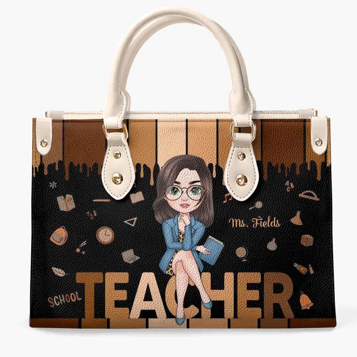 Love Teacher Life - Personalized Custom Leather Bag - Teacher's Day, Appreciation Gift For Teacher