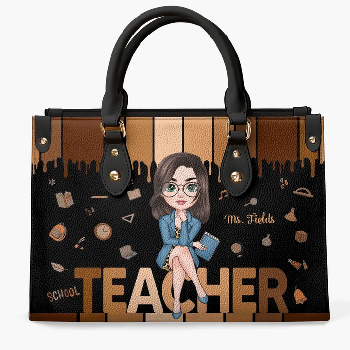 Love Teacher Life - Personalized Custom Leather Bag - Teacher's Day, Appreciation Gift For Teacher