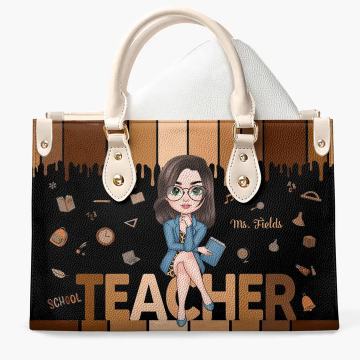 Love Teacher Life - Personalized Custom Leather Bag - Teacher's Day, Appreciation Gift For Teacher