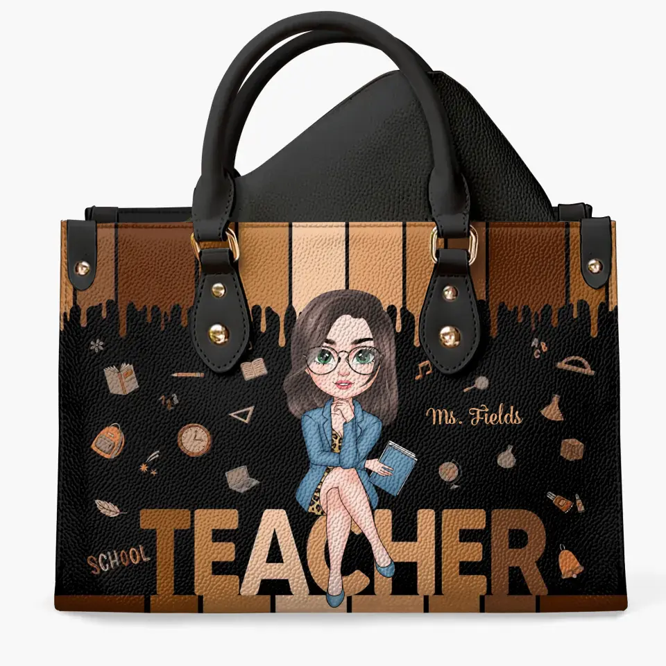 Love Teacher Life - Personalized Custom Leather Bag - Teacher's Day, Appreciation Gift For Teacher