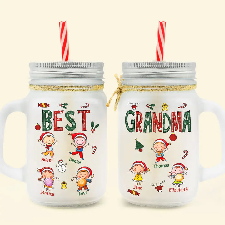 Best Nana - Personalized Custom Mason Jar - Christmas Gift For Mom, Grandma, Family Members