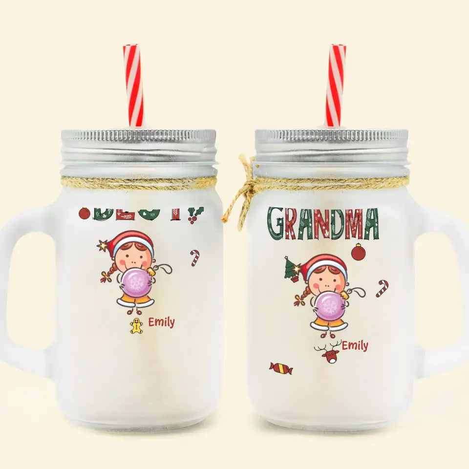 Best Nana - Personalized Custom Mason Jar - Christmas Gift For Mom, Grandma, Family Members