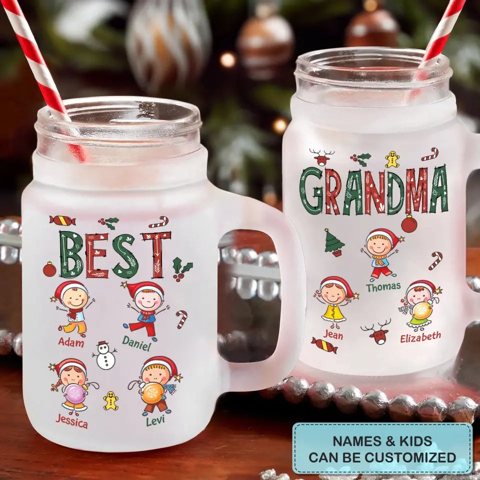 Best Nana - Personalized Custom Mason Jar - Christmas Gift For Mom, Grandma, Family Members