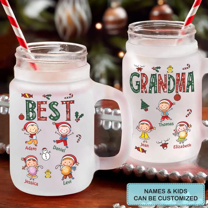 Best Nana - Personalized Custom Mason Jar - Christmas Gift For Mom, Grandma, Family Members