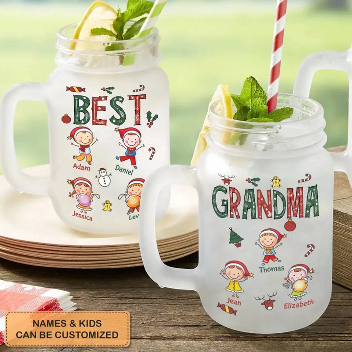 Best Nana - Personalized Custom Mason Jar - Christmas Gift For Mom, Grandma, Family Members