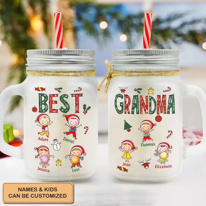Best Nana - Personalized Custom Mason Jar - Christmas Gift For Mom, Grandma, Family Members