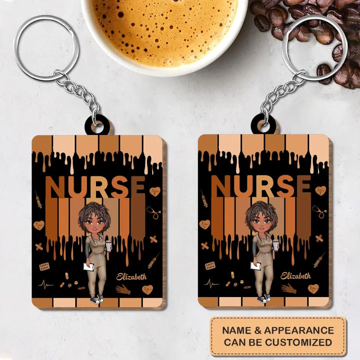 Love Nurse Life - Personalized Custom Wooden Keychain - Nurse's Day, Appreciation Gift For Nurse