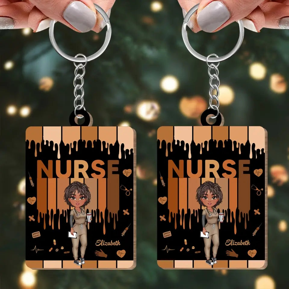 Love Nurse Life - Personalized Custom Wooden Keychain - Nurse's Day, Appreciation Gift For Nurse