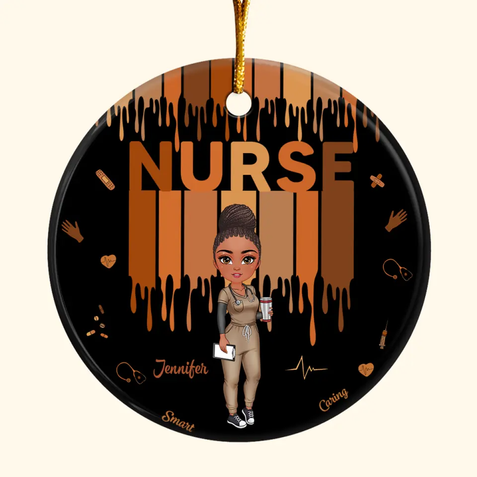 Love Nurse Life - Personalized Custom Ceramic Ornament - Nurse's Day, Christmas, Appreciation Gift For Nurse