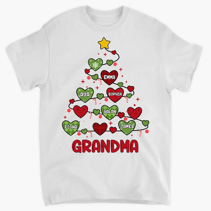 Grandma Christmas Tree - Personalized Custom T-shirt - Christmas Gift For Grandma, Mom, Family Members