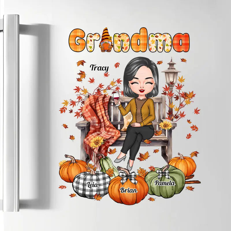 Fall Season Vibe Grandma - Personalized Custom Decal - Fall Gift For Grandma, Mom, Family Members