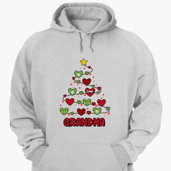 Grandma Christmas Tree - Personalized Custom T-shirt - Christmas Gift For Grandma, Mom, Family Members