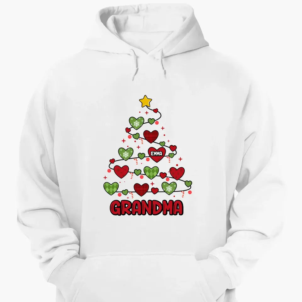 Grandma Christmas Tree - Personalized Custom T-shirt - Christmas Gift For Grandma, Mom, Family Members