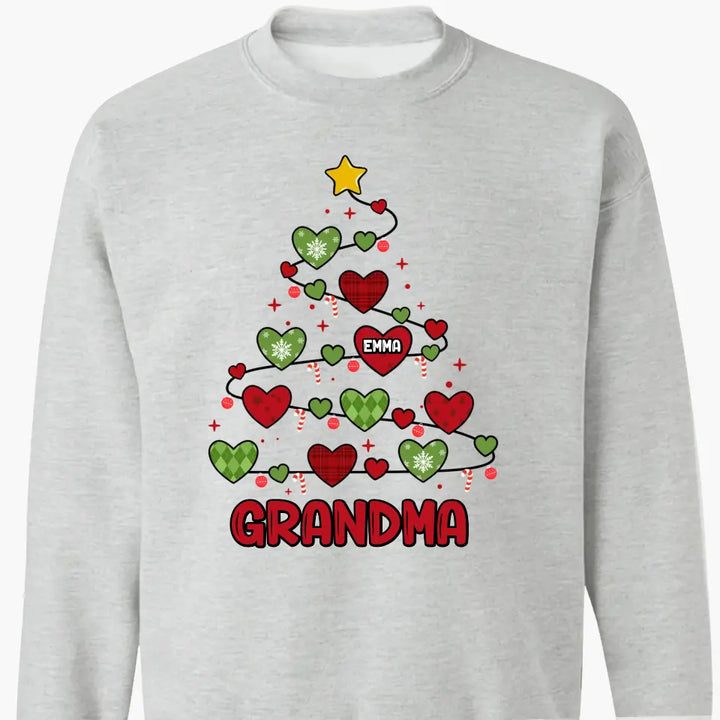 Grandma Christmas Tree - Personalized Custom T-shirt - Christmas Gift For Grandma, Mom, Family Members