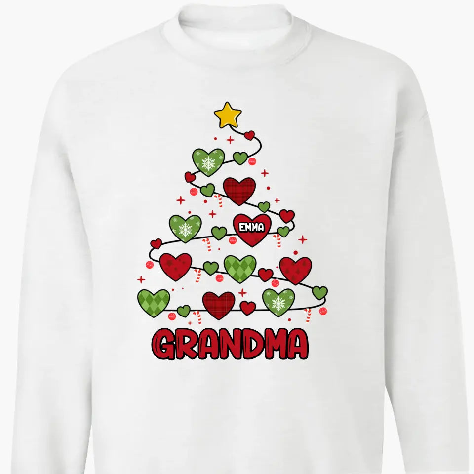 Grandma Christmas Tree - Personalized Custom T-shirt - Christmas Gift For Grandma, Mom, Family Members