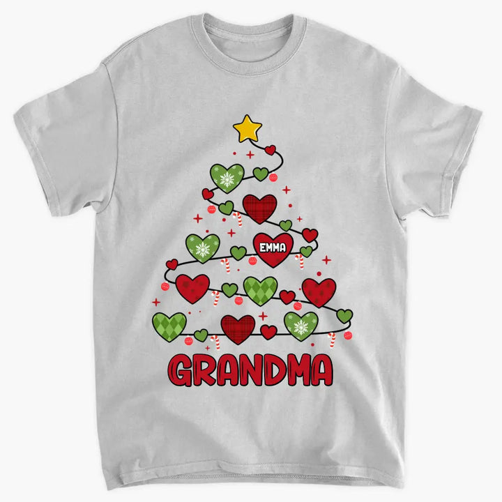 Grandma Christmas Tree - Personalized Custom T-shirt - Christmas Gift For Grandma, Mom, Family Members