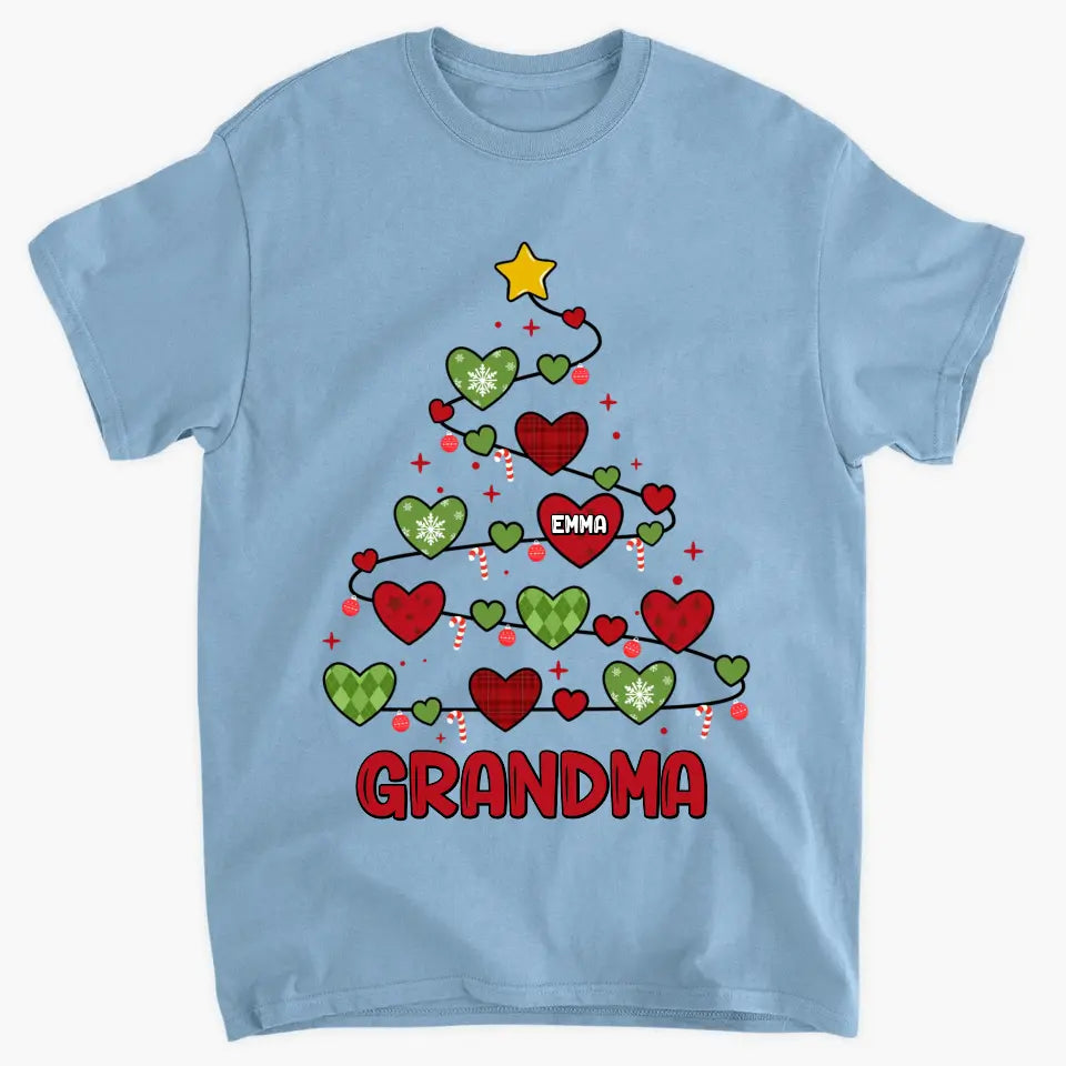 Grandma Christmas Tree - Personalized Custom T-shirt - Christmas Gift For Grandma, Mom, Family Members