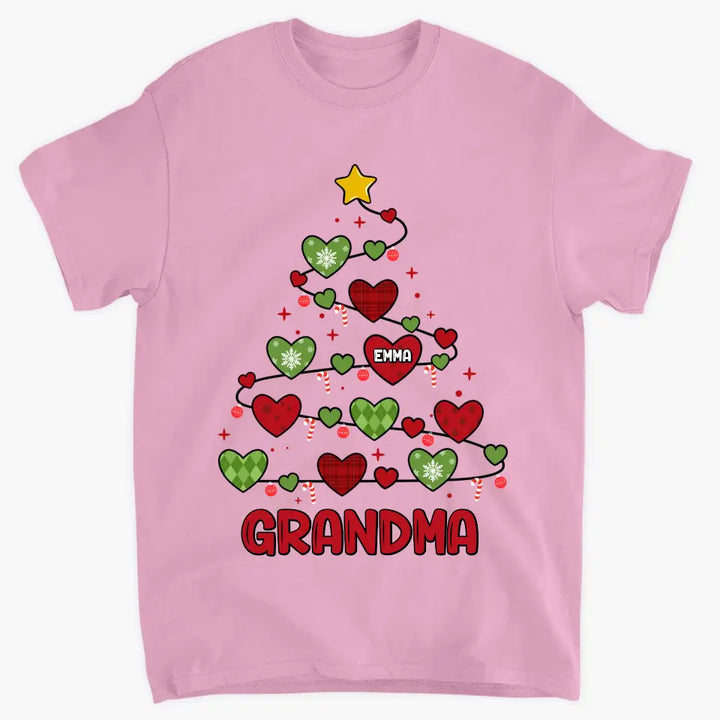 Grandma Christmas Tree - Personalized Custom T-shirt - Christmas Gift For Grandma, Mom, Family Members