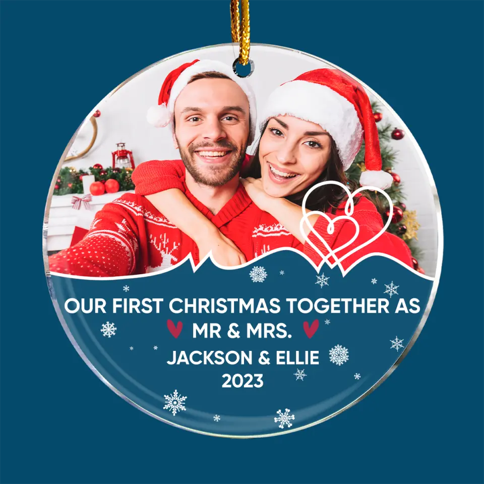 Our First Christmas Together - Personalized Custom Photo Mica Ornament - Christmas Gift For Couple, Wife, Husband