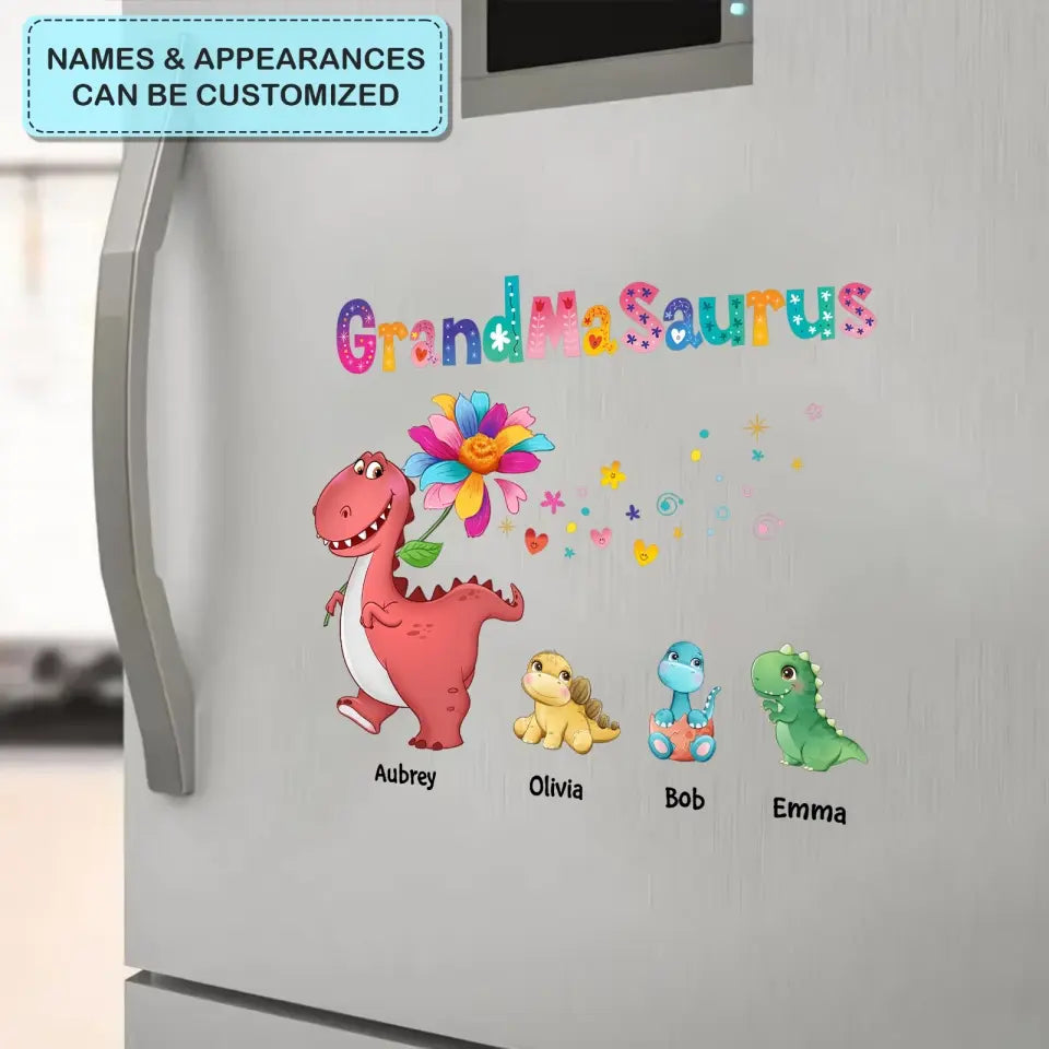 Grandmasaurus Colorful Flower - Personalized Custom Decal - Mother's Day Gift For Grandma, Mom, Family Members