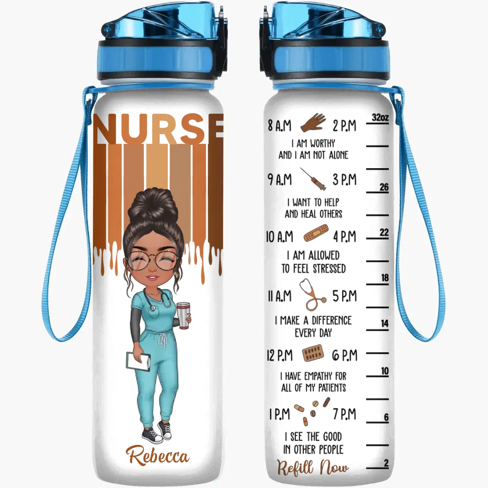 Love Nurse Life - Personalized Custom Water Tracker Bottle - Nurse's Day, Appreciation Gift For Nurse