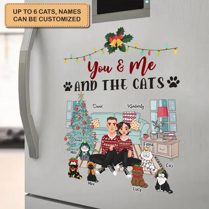 You Me And The Cats - Personalized Custom Decal - Christmas Gift For Cat Mom, Cat Dad, Cat Lover, Cat Owner