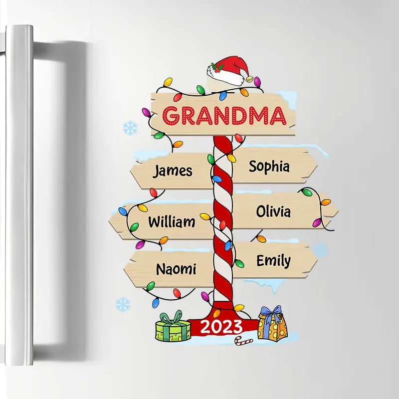 Grandma Christmas Post Sign - Personalized Custom Decal - Christmas, Mother's Day Gift For Grandma, Mom, Family Members