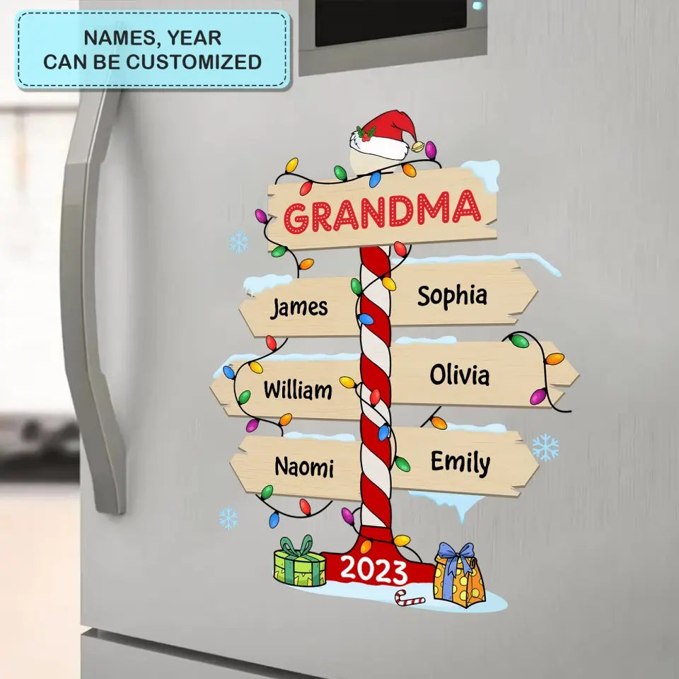 Grandma Christmas Post Sign - Personalized Custom Decal - Christmas, Mother's Day Gift For Grandma, Mom, Family Members