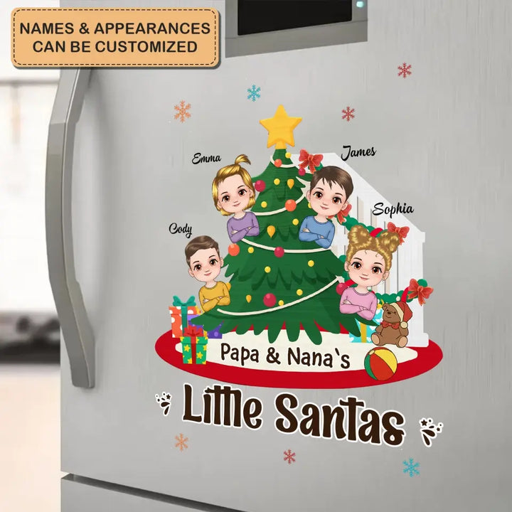 Papa & Nana's Little Santas - Personalized Custom Decal - Christmas Gift For Grandma, Grandpa, Family Members