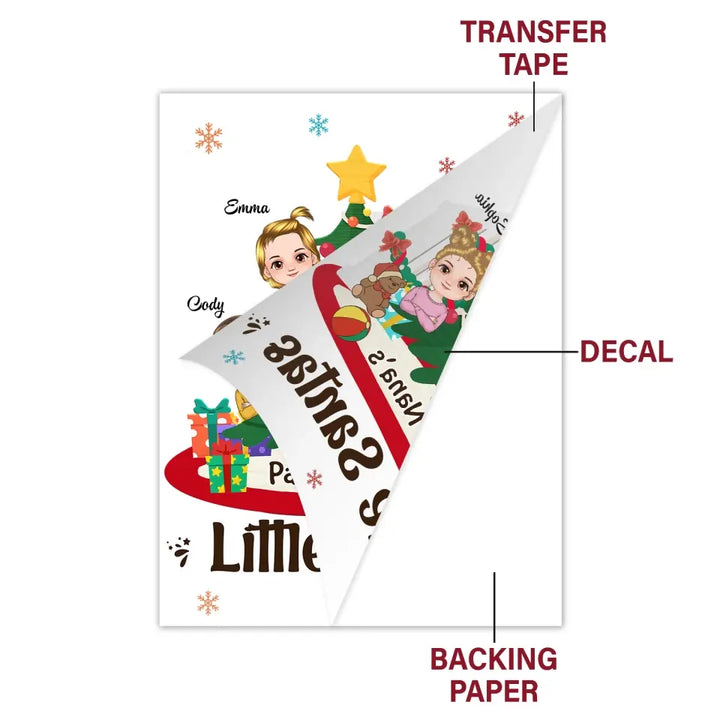 Papa & Nana's Little Santas - Personalized Custom Decal - Christmas Gift For Grandma, Grandpa, Family Members