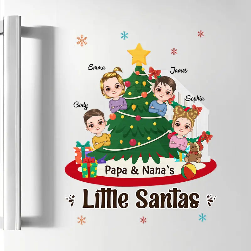 Papa & Nana's Little Santas - Personalized Custom Decal - Christmas Gift For Grandma, Grandpa, Family Members