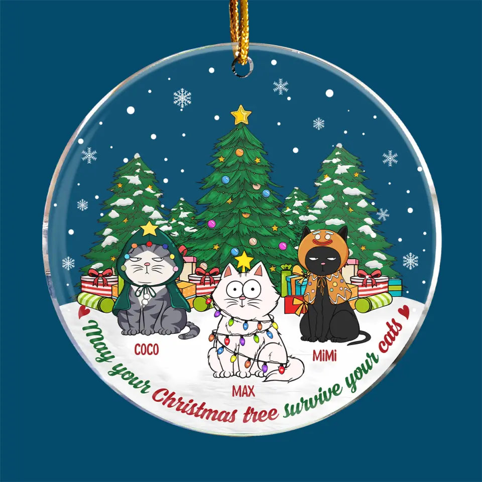 May Your Christmas Tree Survive Your Cats - Personalized Custom Mica Ornament - Christmas Gift For Cat Mom, Cat Dad, Cat Lover, Cat Owner