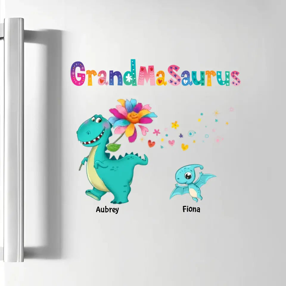 Grandmasaurus Colorful Flower - Personalized Custom Decal - Mother's Day Gift For Grandma, Mom, Family Members