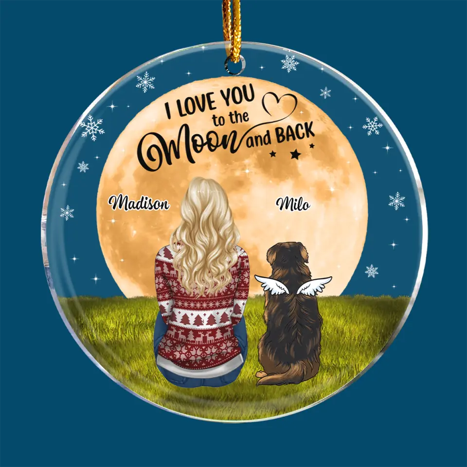 I Love You To The Moon And Back - Personalized Custom Mica Ornament - Christmas Gift For Cat Mom, Cat Dad, Cat Lover, Cat Owner