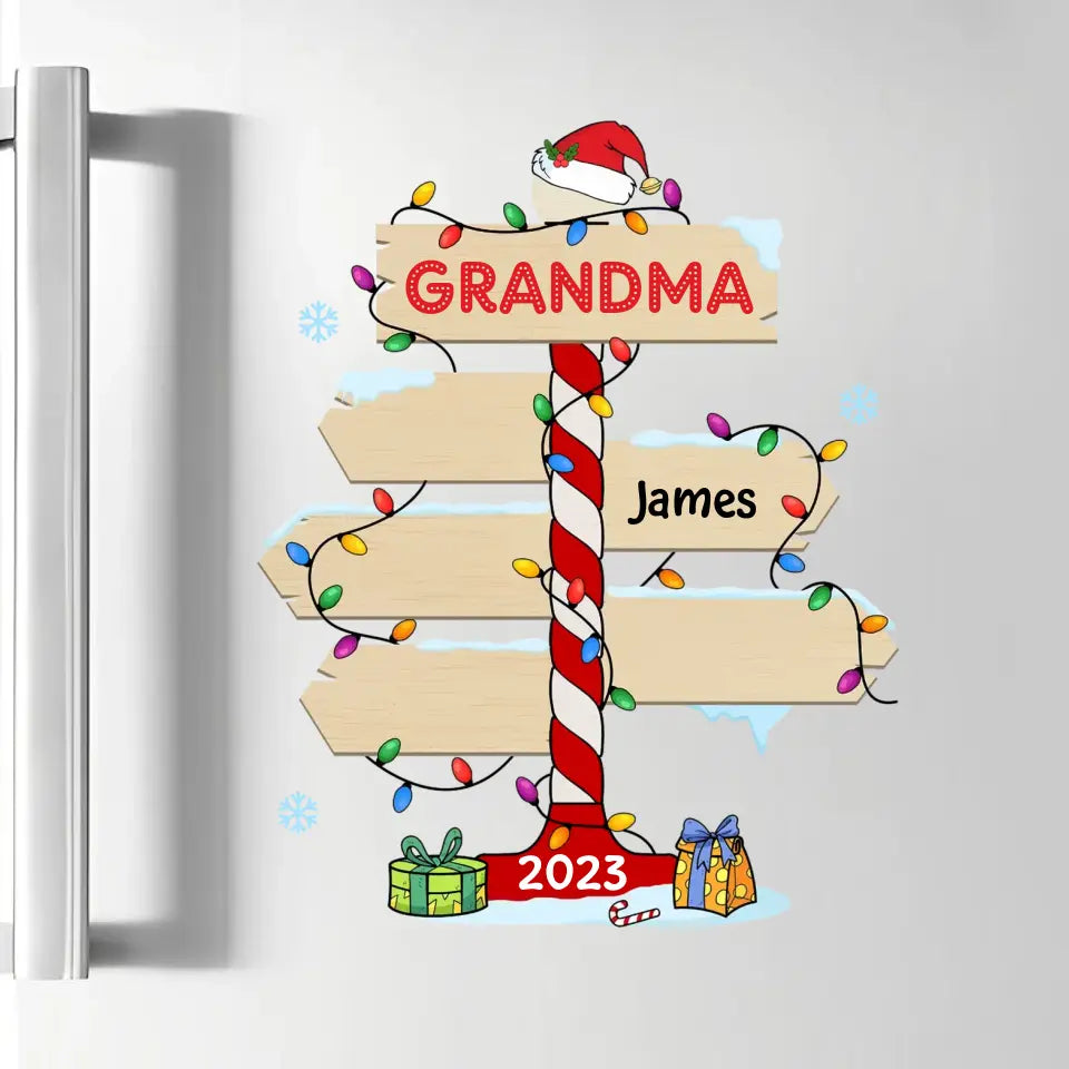 Grandma Christmas Post Sign - Personalized Custom Decal - Christmas, Mother's Day Gift For Grandma, Mom, Family Members