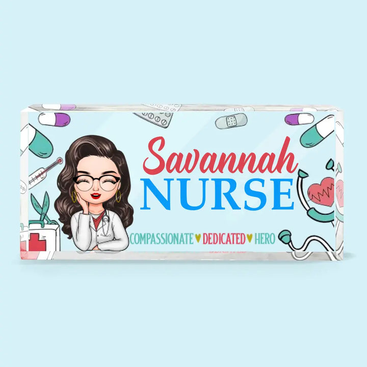 Personalized Custom Desk Plate - Nurse's Day, Appreciation Gift For Nurse - Compassionate Dedicated Hero