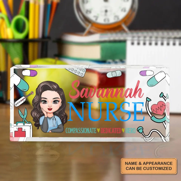 Personalized Custom Desk Plate - Nurse's Day, Appreciation Gift For Nurse - Compassionate Dedicated Hero