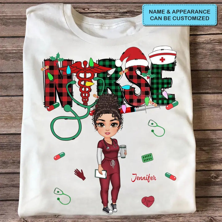 Love Nurse Life Christmas - Personalized Custom T-shirt - Nurse's Day, Appreciation, Christmas Gift For Nurse