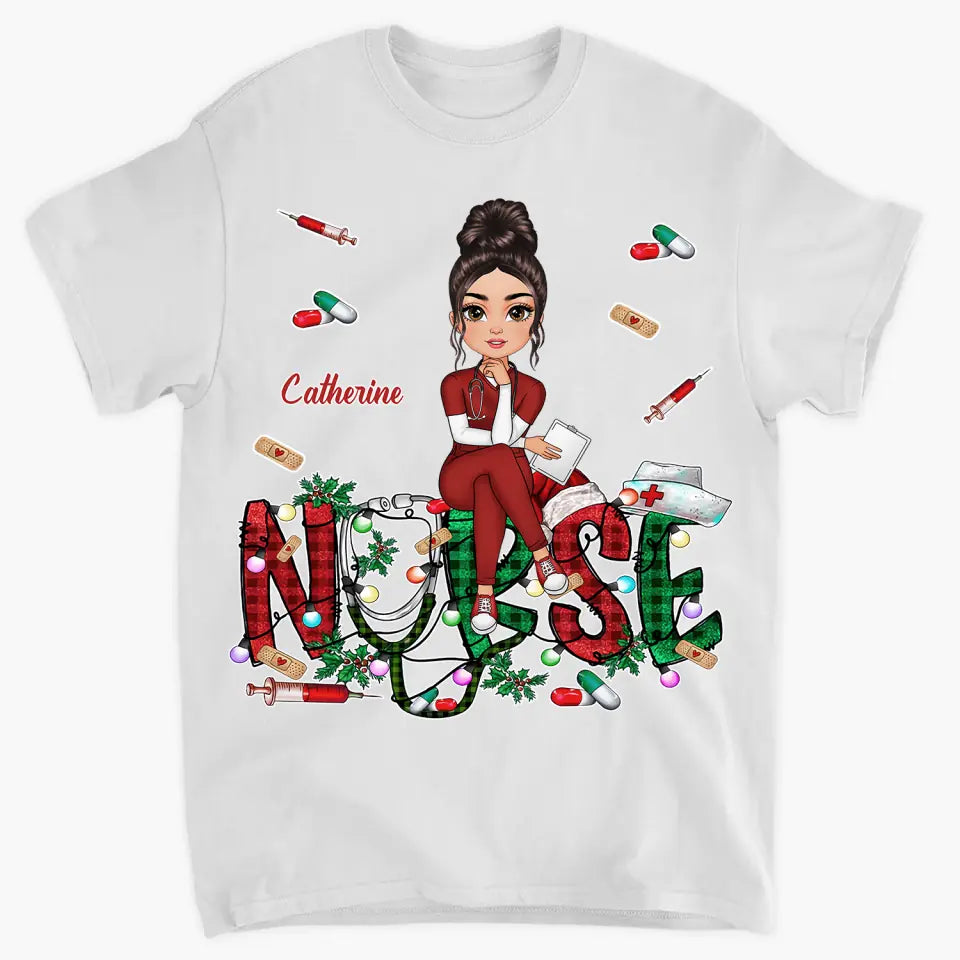 Christmas Nurse - Personalized Custom T-shirt - Nurse's Day, Appreciation, Christmas Gift For Nurse