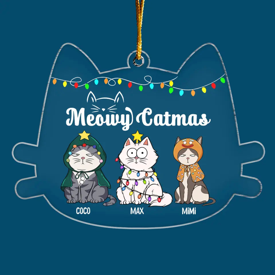 Meowy Catmas - Personalized Custom Mica Ornament - Christmas Cat Funny - Gift For Cat Mom, Cat Dad, Cat Lover, Cat Owner